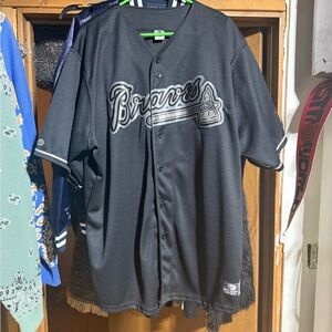 Signed Conyers Braves Black Button-Up Jersey